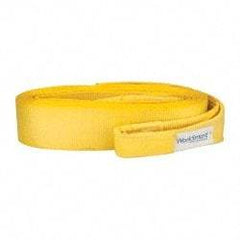 Value Collection - 30' Long x 4" Wide, 35,000 Lb Basket Capacity, 1 Ply, Polyester Web Sling - Yellow - A1 Tooling