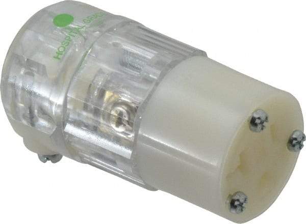 Leviton - 125 VAC, 20 Amp, 5-20R NEMA, Straight, Self Grounding, Hospital Grade Connector - 2 Pole, 3 Wire, 1 Phase, Nylon, Clear - A1 Tooling