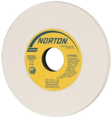 Norton - 6" Diam x 1-1/4" Hole x 1/2" Thick, K Hardness, 120 Grit Surface Grinding Wheel - Aluminum Oxide, Type 1, Fine Grade, 4,140 Max RPM, Vitrified Bond, No Recess - A1 Tooling