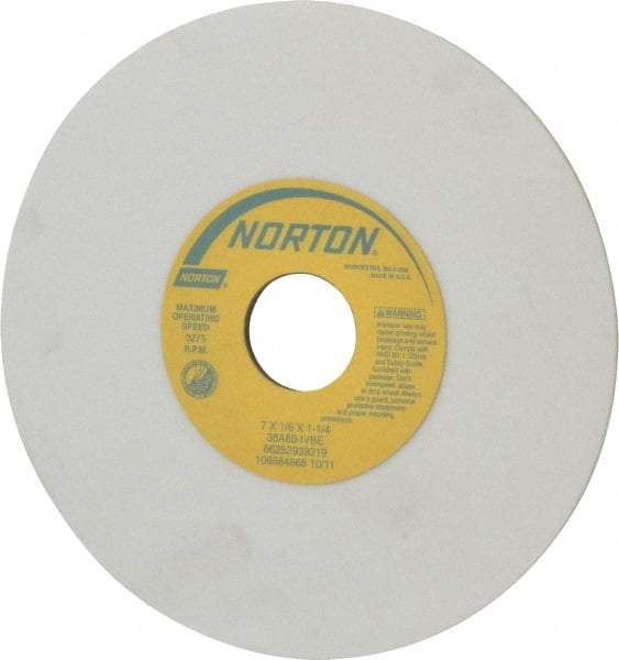 Norton - 7" Diam x 1-1/4" Hole x 1/8" Thick, I Hardness, 80 Grit Surface Grinding Wheel - Aluminum Oxide, Type 1, Medium Grade, 3,275 Max RPM, Vitrified Bond, No Recess - A1 Tooling