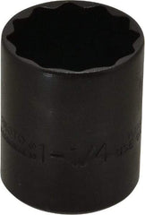 Proto - 1-1/4", 1/2" Drive, Standard Hand Socket - 12 Points, 1-21/32" OAL, Alloy Steel, Black Finish - A1 Tooling