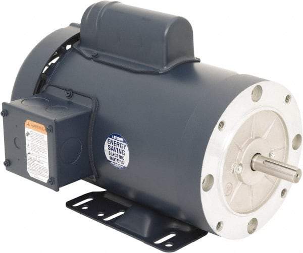 Leeson - 2 Max hp, 3,600 Max RPM, Electric AC DC Motor - 115/230 V Input, Single Phase, 56HC Frame, C-Face with Base Mount, TEFC Enclosure - A1 Tooling