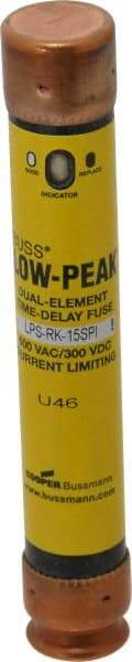 Cooper Bussmann - 300 VDC, 600 VAC, 15 Amp, Time Delay General Purpose Fuse - Fuse Holder Mount, 127mm OAL, 100 at DC, 300 at AC (RMS) kA Rating, 13/16" Diam - A1 Tooling