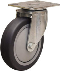 Hamilton - 5" Diam x 1-3/8" Wide x 6-1/16" OAH Top Plate Mount Swivel Caster - Rubber Mold on Polyolefin, 275 Lb Capacity, Precision Ball Bearing, 3-1/8 x 4-1/8" Plate - A1 Tooling