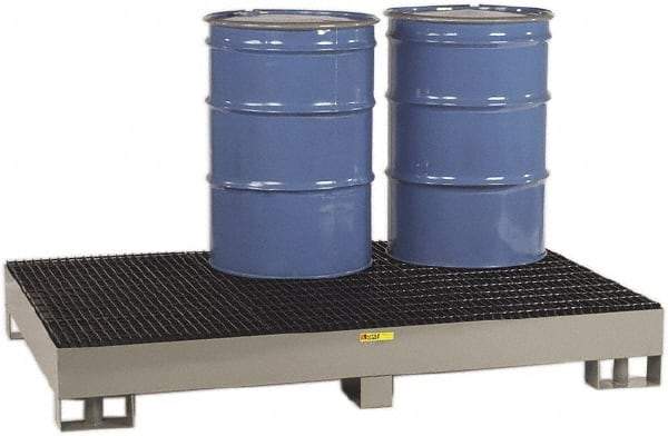 Little Giant - 99 Gal Sump, 6,000 Lb Capacity, 6 Drum, Steel Spill Deck or Pallet - 51" Long x 76" Wide x 10-1/2" High, Gray and Black, Liftable Fork, Vertical, 2 x 3 Drum Configuration - A1 Tooling