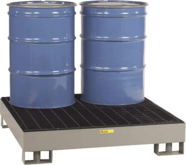 Little Giant - 66 Gal Sump, 4,000 Lb Capacity, 4 Drum, Steel Platform - 51" Long x 51" Wide x 10-1/2" High, Gray, Liftable Fork, Low Profile, Vertical, 2 x 2 Drum Configuration - A1 Tooling