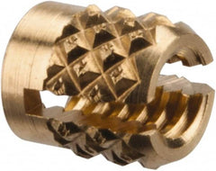 E-Z LOK - #4-40 UNC Brass Flush Press Fit Threaded Insert for Plastic - 3/16" OAL, 0.166" Insert Diam, 5/32" Hole Diam, 5/32" Drill - A1 Tooling