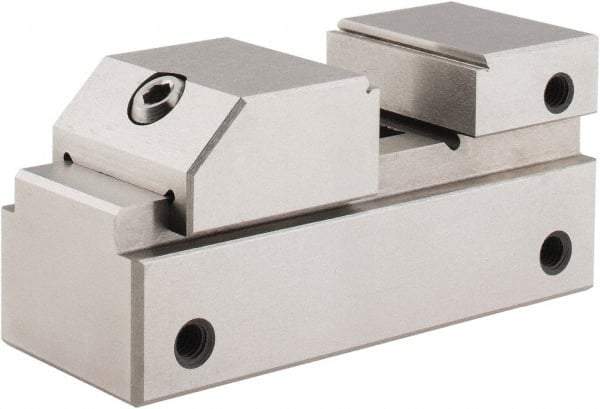 Interstate - 1" Jaw Width, 3/4" Jaw Opening Capacity, 1/2" Jaw Height, Toolmaker's Vise - Flat Jaw, 2.56" OAL x 2-1/2" OAH - A1 Tooling