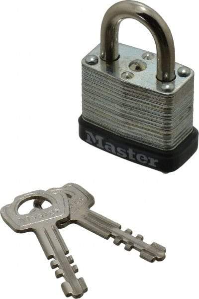 Master Lock - 1/2" Shackle Clearance, Keyed Alike Warded Cylinder Padlock - 3/16" Shackle Diam, Steel - A1 Tooling