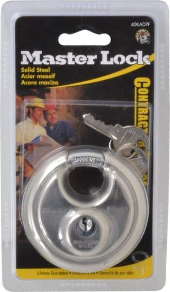 Master Lock - 3/4" Shackle Clearance, Keyed Alike Shielded Shackle Disk Lock Padlock - 3/8" Shackle Diam, Stainless Steel - A1 Tooling