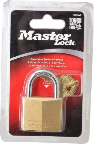 Master Lock - 7/8" Shackle Clearance, Keyed Alike Solid Brasss Padlock - 1/4" Shackle Diam, Solid Brass - A1 Tooling