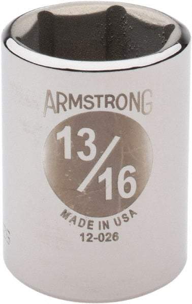 Armstrong - 13/16", 1/2" Drive, Standard Hand Socket - 6 Points, 1-29/64" OAL - A1 Tooling