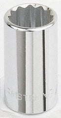 Armstrong - 1/2" Drive, Standard Hand Socket - 12 Points, 1-15/32" OAL, Chrome Finish - A1 Tooling