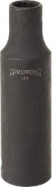 Armstrong - 9/16", 1/2" Drive, Deep Hand Socket - 12 Points, 3-13/64" OAL, Black Finish - A1 Tooling