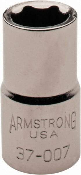 Armstrong - 1/4" Drive, Standard Hand Socket - 6 Points, 27/32" OAL, Chrome Finish - A1 Tooling