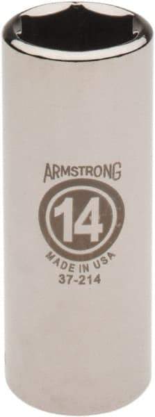 Armstrong - 1/4" Drive, Deep Hand Socket - 6 Points, 1-15/16" OAL, Chrome Finish - A1 Tooling