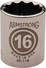 Armstrong - 3/8" Drive, Standard Hand Socket - 12 Points, 31/32" OAL, Chrome Finish - A1 Tooling