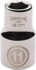 Armstrong - 1/2" Drive, Standard Hand Socket - 6 Points, 1-1/2" OAL, Chrome Finish - A1 Tooling