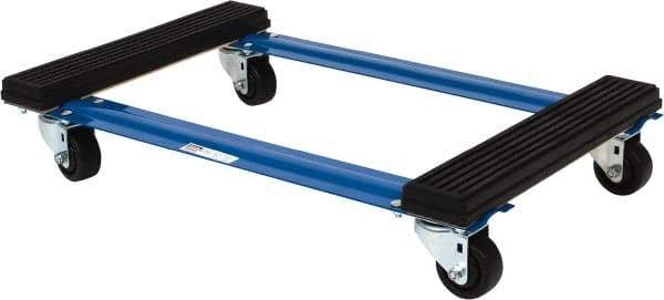 PRO-SOURCE - 1,000 Lb Capacity Oak/Metal Open Rubber Capped Raised Ends Dolly - 30" Long x 18" Wide, 3" Wheels - A1 Tooling