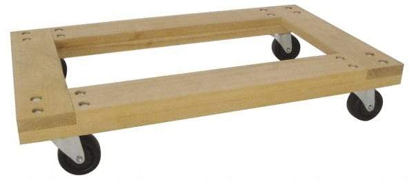 PRO-SOURCE - 1,000 Lb Capacity Hardwood/Rubber Flush Open Dolly - 36" Long x 24" Wide, 3" Wheels - A1 Tooling