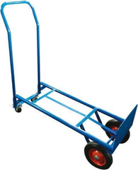 PRO-SOURCE - 600 Lb Capacity 46" OAH Convertible Hand Truck - 8 x 14" Base Plate, Swept Back Handle, Steel, Semi-Pneumatic Wheels - A1 Tooling