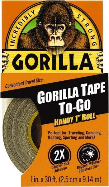 Gorilla Tape - 1" x 10 Yds Black Duct Tape - 17 mil, Rubber Adhesive, Cotton/Polyester Blend Cloth Backing, 32°F to 150°F - A1 Tooling