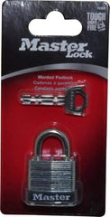 Master Lock - 1/2" Shackle Clearance, Keyed Different Warded Cylinder Padlock - 3/16" Shackle Diam, Steel - A1 Tooling