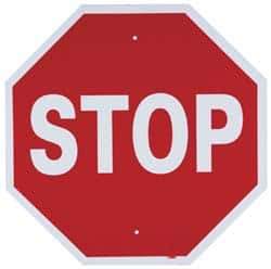 NMC - "Stop", 24" Wide x 24" High, Aluminum Stop & Yield Signs - 0.063" Thick, White on Red, Octagon, Post Mount - A1 Tooling