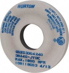 Norton - 14" Diam x 5" Hole x 1-1/2" Thick, J Hardness, 46 Grit Surface Grinding Wheel - Aluminum Oxide, Type 1, Coarse Grade, 1,800 Max RPM, Vitrified Bond, No Recess - A1 Tooling