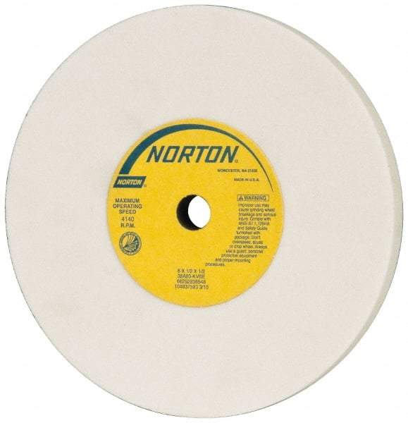 Norton - 6" Diam x 1/2" Hole x 1/2" Thick, K Hardness, 80 Grit Surface Grinding Wheel - Aluminum Oxide, Type 1, Medium Grade, 4,140 Max RPM, Vitrified Bond, No Recess - A1 Tooling