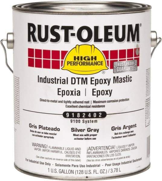 Rust-Oleum - 1 Gal Gloss Silver Gray Epoxy Mastic - 100 to 225 Sq Ft/Gal Coverage, <340 g/L VOC Content, Direct to Metal - A1 Tooling