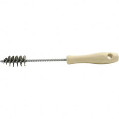 Brush Research Mfg. - 0.975" Diam Helical Stainless Steel Tube Brush - Single Spiral, 0.006" Filament Diam, 2" Brush Length, 10-1/2" OAL, 0.245" Diam Plastic Handle Shank - A1 Tooling