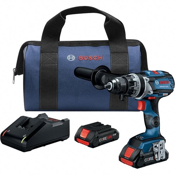 Bosch - 18 Volt 1/2" Chuck Pistol Grip Handle Cordless Drill - 0-2100 RPM, Keyless Chuck, Reversible, 2 Lithium-Ion Batteries Included - A1 Tooling