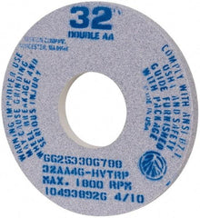 Norton - 14" Diam x 5" Hole x 1" Thick, H Hardness, 46 Grit Surface Grinding Wheel - Aluminum Oxide, Type 1, Coarse Grade, 1,800 Max RPM, Vitrified Bond - A1 Tooling