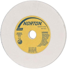 Norton - 100 Grit Aluminum Oxide Type 1 Internal Grinding Wheel - 4" Diam x 1/2" Hole x 1/4" Thick, 8,120 Max RPM, Type 1 Fine Grade, I Hardness, Vitrified Bond, No Recess - A1 Tooling