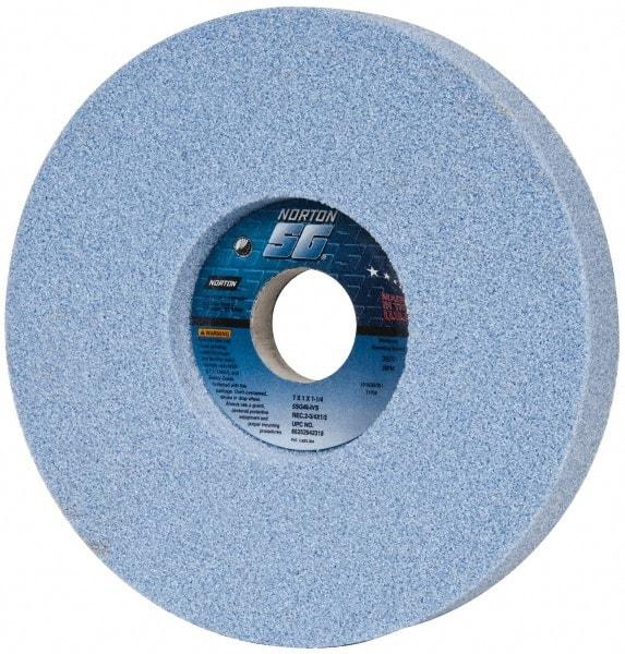 Norton - 7" Diam x 1-1/4" Hole x 1" Thick, I Hardness, 46 Grit Surface Grinding Wheel - Ceramic, Type 5, Coarse Grade, 3,600 Max RPM, Vitrified Bond, One-Side Recess - A1 Tooling