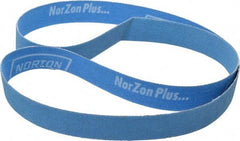 Norton - 1" Wide x 42" OAL, 80 Grit, Zirconia Alumina Abrasive Belt - Zirconia Alumina, Medium, Coated, X Weighted Cloth Backing, Series R823 - A1 Tooling