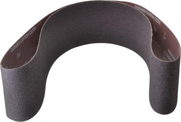 Norton - 4" Wide x 54" OAL, 36 Grit, Aluminum Oxide Abrasive Belt - Aluminum Oxide, Very Coarse, Coated, X Weighted Cloth Backing, Series R228 - A1 Tooling