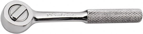 SK - 1/4" Drive Round Head Ratchet - Full Polish Chrome Finish, 4-1/2" OAL, 60 Gear Teeth, Full Polished Knurled Handle, Reversible Head - A1 Tooling