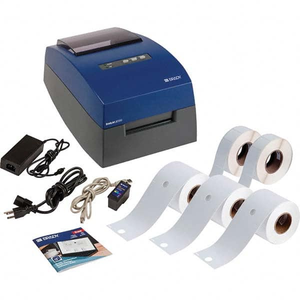 Brady - Electronic Label Makers Type: Desktop Label Printer Accessories: J20-CMY Ink Cartridge; J20-ROLL Material Roll for Printhead Alignment; Power Cord; Printer; Quick Start Guide; USB Cable; USB with Drivers and Manuals - A1 Tooling