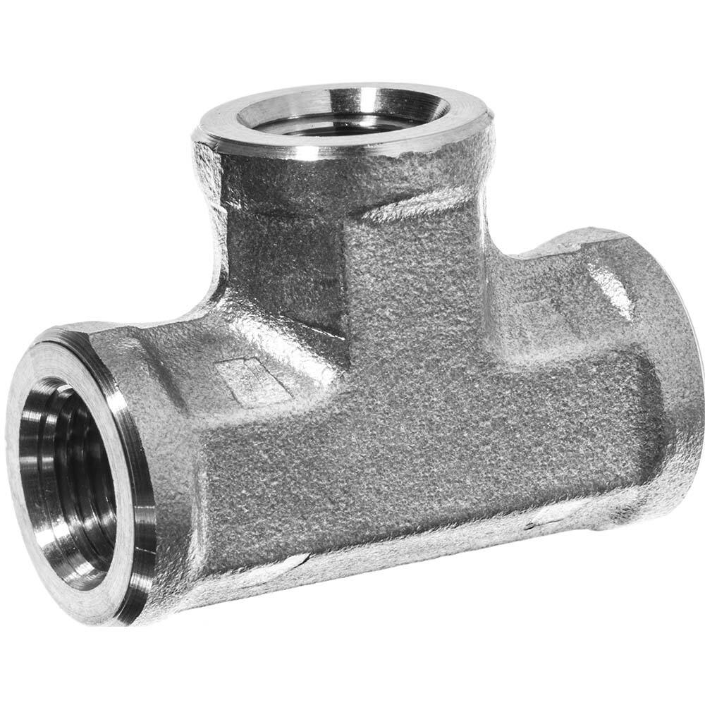 USA Sealing - Stainless Steel Pipe Fittings; Type: Tee ; Fitting Size: 1/8 x 1/8 x 1/8 ; End Connections: FNPT x FNPT x FNPT ; Material Grade: 304 ; Pressure Rating (psi): 6100 - Exact Industrial Supply