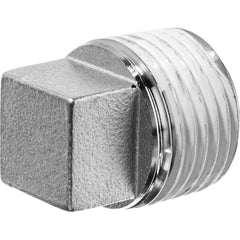 USA Sealing - Stainless Steel Pipe Fittings; Type: Square Head Plug ; Fitting Size: 1 ; End Connections: MBSPT w/Thread Sealant ; Material Grade: 304 ; Pressure Rating (psi): 150 - Exact Industrial Supply