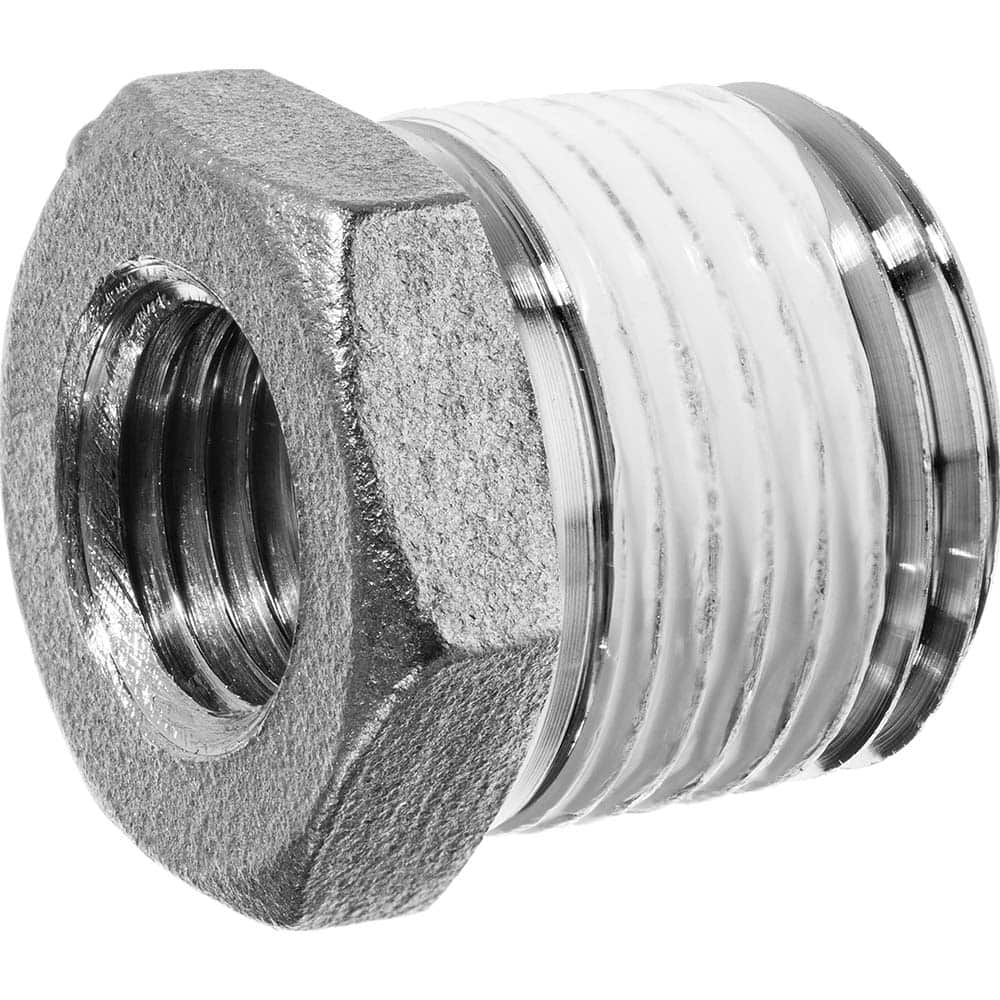 USA Sealing - Stainless Steel Pipe Fittings; Type: Hex Bushing ; Fitting Size: 1 x 3/8 ; End Connections: MBSPT x FBSPT w/Thread Sealant ; Material Grade: 316 ; Pressure Rating (psi): 150 - Exact Industrial Supply