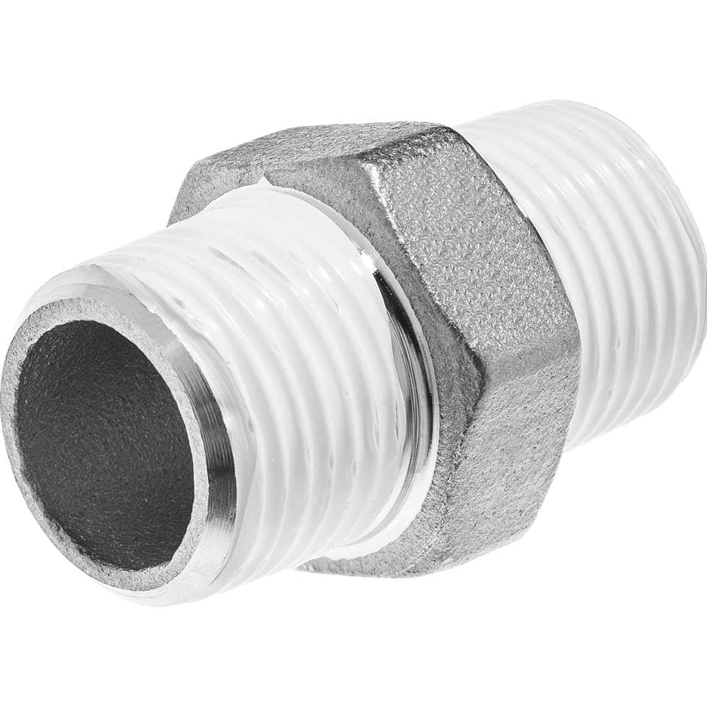 USA Sealing - Stainless Steel Pipe Fittings; Type: Hex Nipple ; Fitting Size: 1 x 1 ; End Connections: MNPT x MBSPT w/Thread Sealant ; Material Grade: 304 ; Pressure Rating (psi): 150 - Exact Industrial Supply