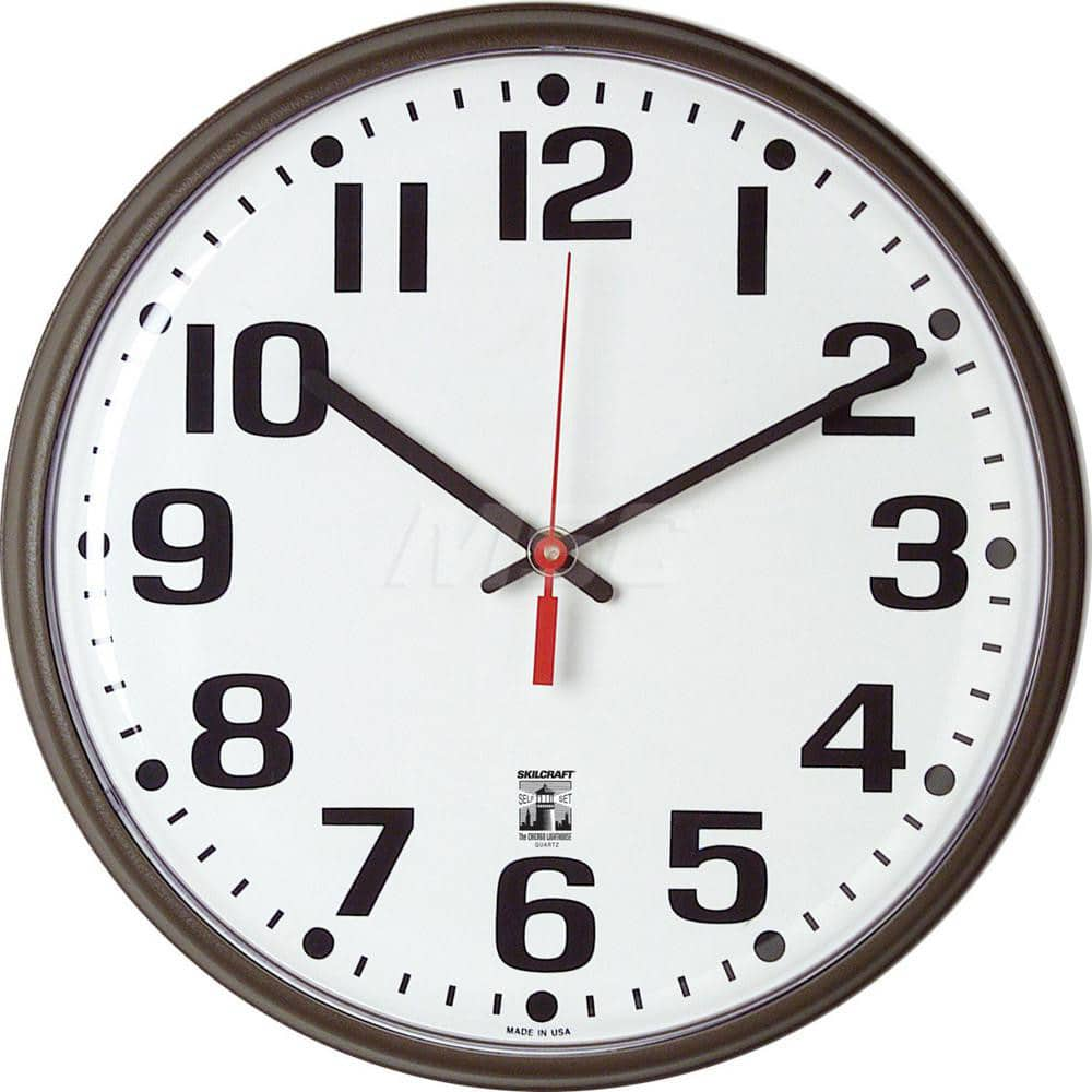 Wall Clocks; Type: Wall Clock; Display Type: Analog; Power Source: (1) AA Battery; Face Color: White; Case Color: Bronze; EPP Indicators: Biodegradable; Pre Consumer Recycled Content : 0; Total Recycled Content: 0; Post Consumer Recycled Content: 0