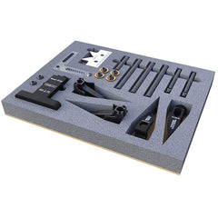 Phillips Precision - CMM Clamps; Stud Thread Size: 1/4-20 ; Material: Alluminum; Plastic ; Number of Pieces: 34 ; Includes: Trigger-Fingers?; Trigger-Points?; Steel Shafts; Stand-Offs; V-Blocks; Riser-Grip?; Clear Corner Stop; Misc. Screws - Exact Industrial Supply