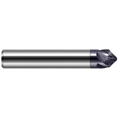 Chamfer Mill: 0.25″ Dia, 3 Flutes, Solid Carbide 4″ OAL, 1″ Shank Dia, AlTiN Coated