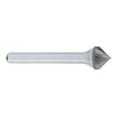 ‎SK-3 -3/8 x LOC × 1/4 Shank × 2 OAL 90 Degree Cone Carbide Medium Right Hand Spiral Burr - A1 Tooling