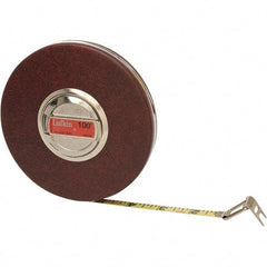 Lufkin - 100' x 3/8" Yellow Steel Blade Tape Measure - 1/8" Graduation, Inch Graduation Style, Black Steel Case - A1 Tooling