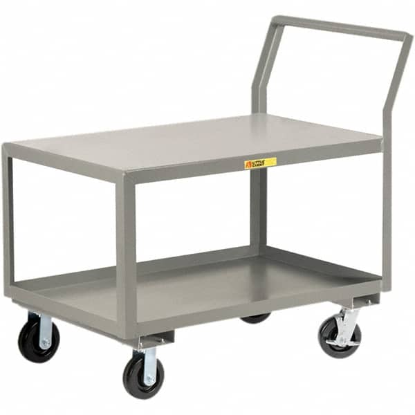 Little Giant - 3,600 Lb Capacity, 30" Wide x 60" Long x 42" High Utility Cart - 2 Shelf, Steel, 2 Rigid/2 Swivel Casters - A1 Tooling